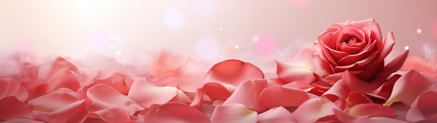 A close up of a rose petals, banner symbolize love
