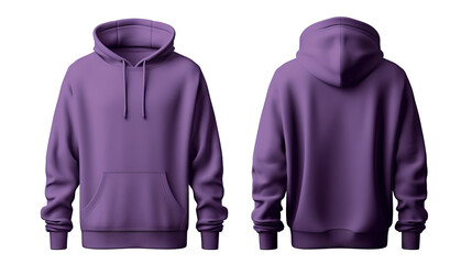 Purple hooded sweatshirt mockup set, cut out - obrazy, fototapety, plakaty