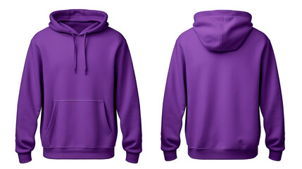 Purple hooded sweatshirt mockup set, cut out