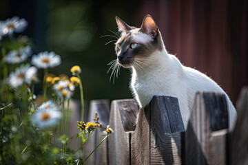 Generative AI image of a siamese cat with blue eyes
