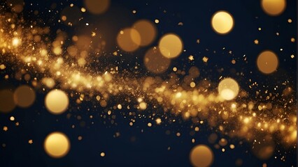 Abstract new year / celebration golden dust bokeh with blue background