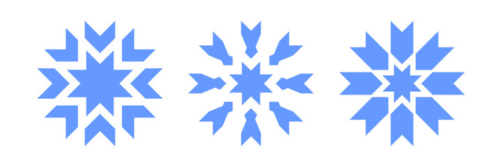 Abstract Blue Flower Icons. Design Elements Set.