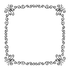 Empty doodle square frame. Perfect for sticker, postcard, poster. Hand drawn vector illustration for decor and design.