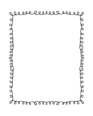 Simple doodle rectangular vertical empty frame. Isolated vector illustration for decor and design.