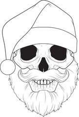 Santa Claus Skull Christmas Vector Graphic Art Illustration
