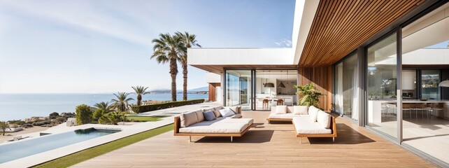 belle villa de luxe en bord de mer dans le sud de l'Espagne - obrazy, fototapety, plakaty