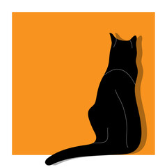 black cat silhouette turned away