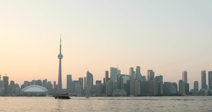 Beautiful view of Rogers Centre and CN Tower in Toronto, Canada