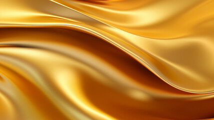 Liquid golden metal abstract background. Metallic waves with shimmers backdrop.