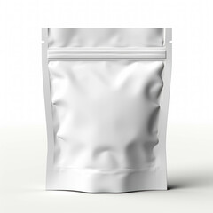 White Blank Mockup Doypack Packaging Standing on a White Background, White Doypack Packaging Template To Customize