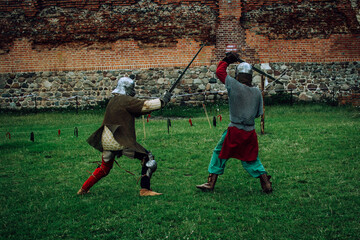 Medieval knights sword fight