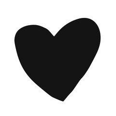 Heart hand drawn with ink brush isolated on white background