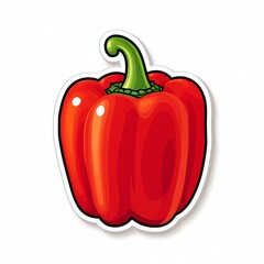 a red pepper with green stem