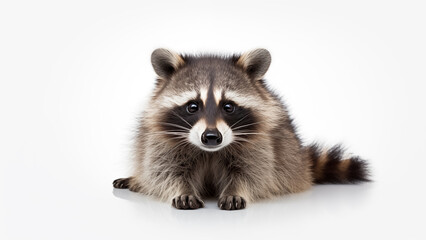 Relaxed Raccoon Lounging on White Background, CGI Render