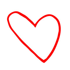 Heart hand drawn with ink brush isolated on white background
