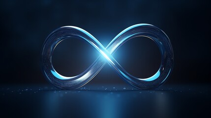 a blue infinity symbol with light shining on it