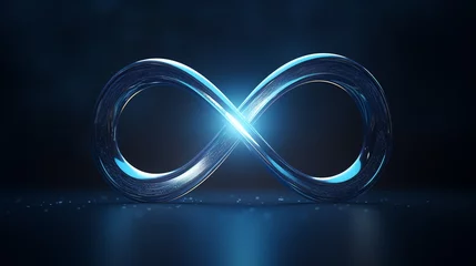 Fotobehang a blue infinity symbol with light shining on it © Alex