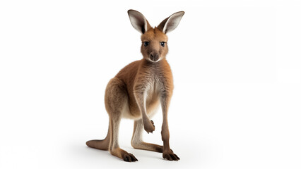 Joey Baby Kangaroo on White Background, CGI Render