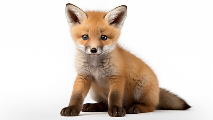 Obraz premium Baby Fox on White Background, CGI Rendered