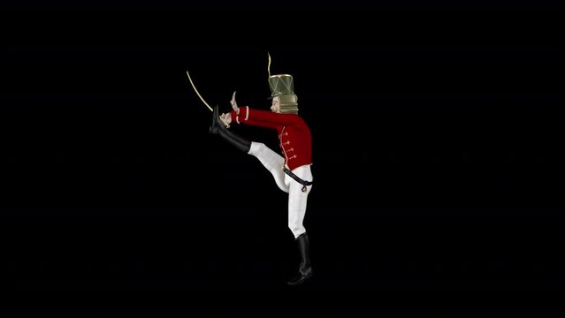 Christmas Nutcracker - Dance Loop - III - Artistic 3D animation isolated with alpha channel on transparent background