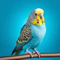 a blue and yellow bird on a branch