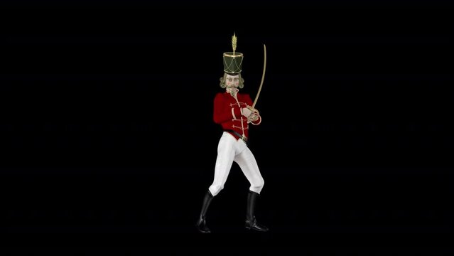 Christmas Nutcracker - Dance Loop - I - Artistic 3D animation isolated with alpha channel on transparent background
