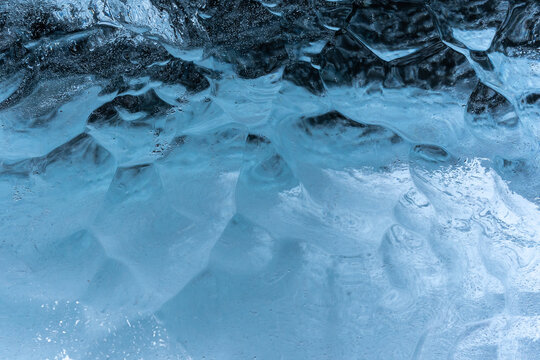 Intricate patterns of blue ice texture