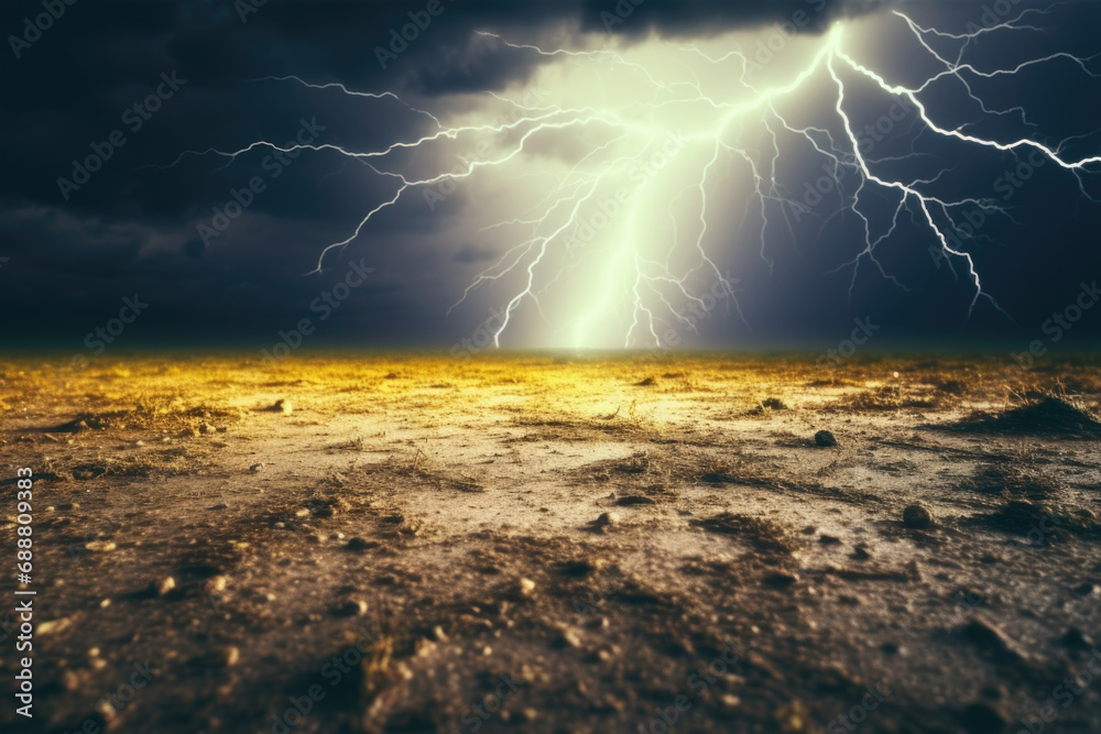 Poster A powerful lightning bolt piercing through a dark sky. Perfect for illustrating the intensity of a storm or representing power and energy. Can be used in various design projects