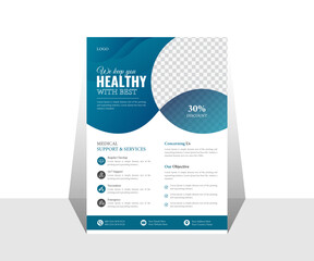 Vector medical care poster and flyer template design