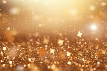 Obraz na płótnie Canvas A stunning gold glitter background adorned with sparkling stars and beautiful bokeh effects. Perfect for adding a touch of glamour and elegance to any design.