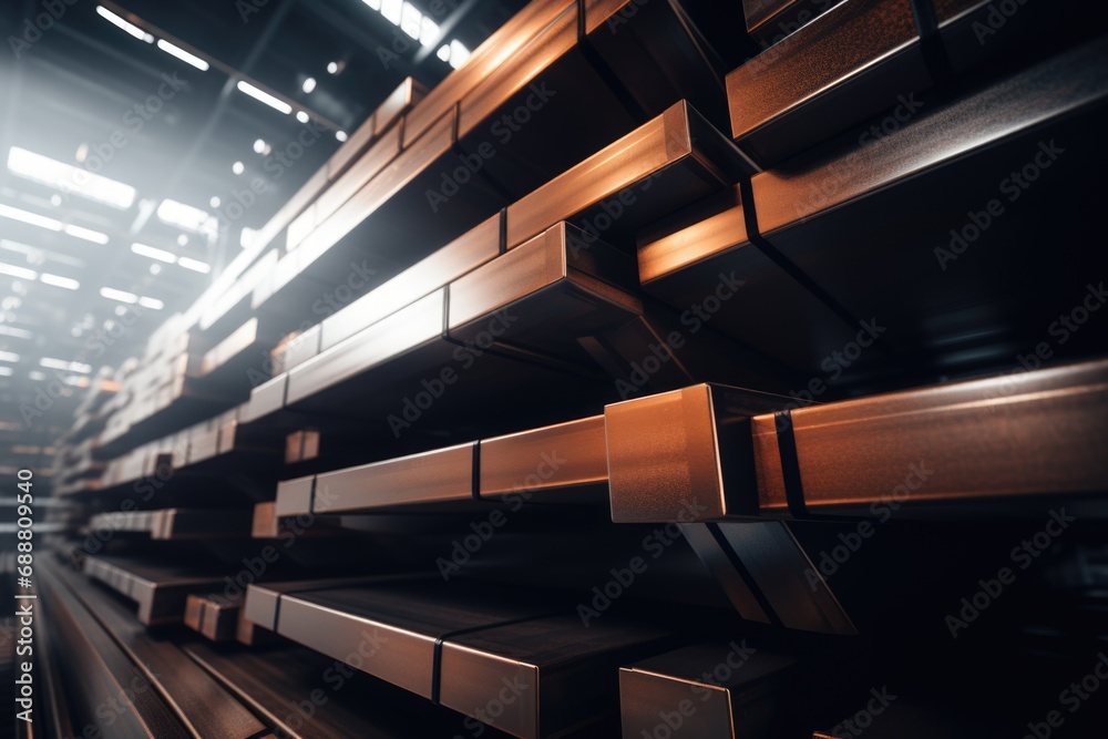 Poster a collection of metal bars stacked on top of each other. versatile image for industrial, constructio