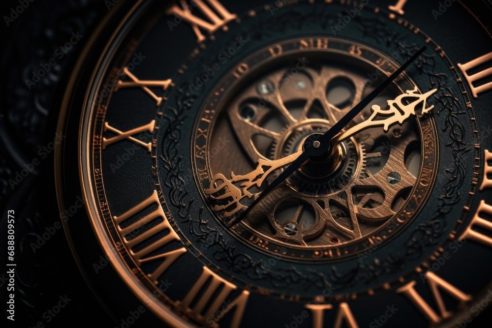 Aufkleber a detailed view of a clock with traditional roman numerals. perfect for illustrating time, punctuali