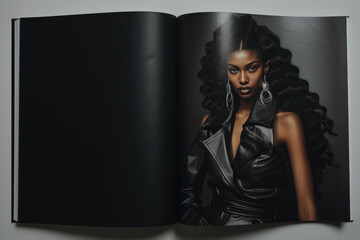 A woman wearing a black dress holding a book. Perfect for literary and fashion-themed designs