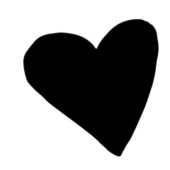 Heart hand drawn with ink brush isolated on white background
