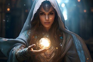 captivating magical sorceress, showcasing her mystical abilities. generative AI
