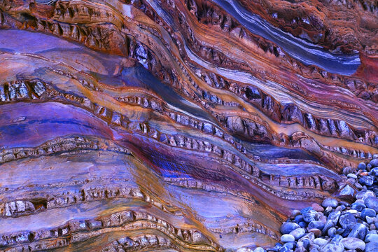 Textured Coastal Rock Formations in Asturias, Spain