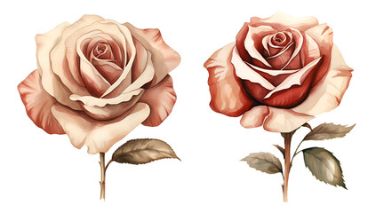 Rose, valentine's day, watercolor clipart illustration with isolated background.