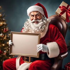 santa claus holding a blank sign