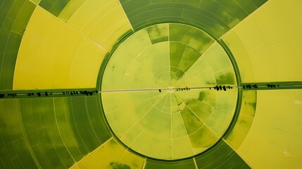 Aerial Perspective of Circular Crop Fields, Where Agriculture Meets Artistry in Nature's Design