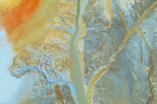 Abstract Aerial View of Riotinto Mining Area in Spain