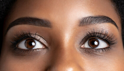 Obraz premium female eyes with long eyelashes and makeup, closeup 