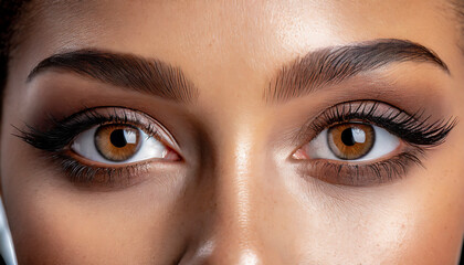 Fototapeta premium female eyes with long eyelashes and makeup, closeup 