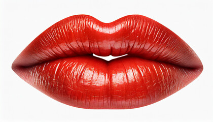 woman red lips isolated on white