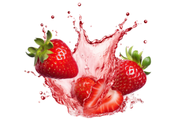 Delicious strawberries juice splash cut out