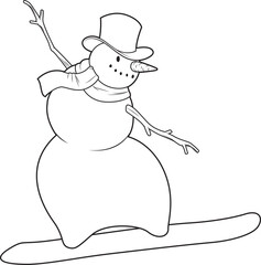 Snowman Christmas Snowboard Vector Graphic Art Illustration