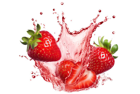 Delicious strawberries juice splash cut out