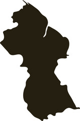 Map of Guyana. Solid black map vector illustration