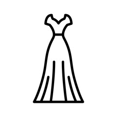 Dress line icon. Evening and cocktail black dress. Woman clothing. Silhouette apparel. Wedding dress Vector illustration