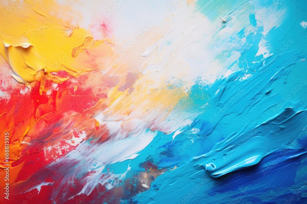 Poster A detailed close up of a painting depicting a powerful wave. This image can be used to add a touch of nature and tranquility to any project