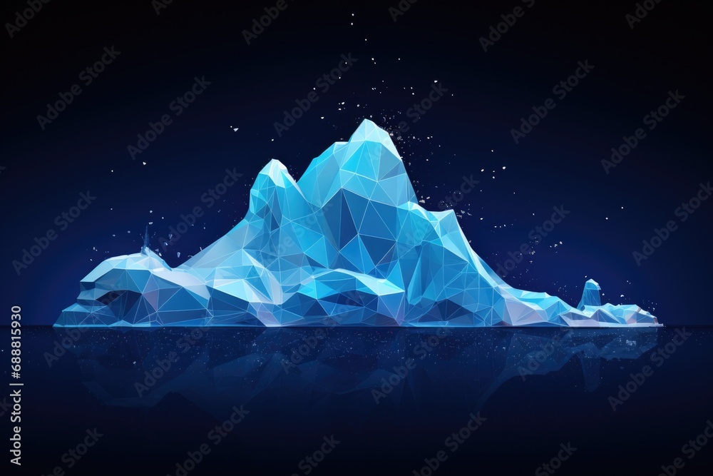 Poster an iceberg floating in the middle of a body of water. suitable for nature and climate change themes